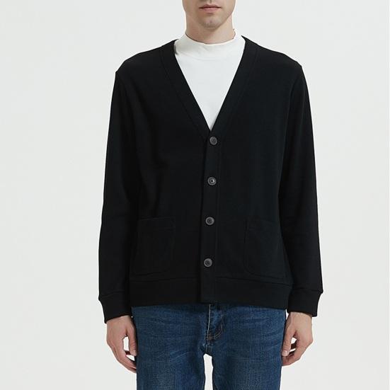 Осень-зима мужской кардиган с V-образным вырезом, трикотажный однотонный эластичный однотонный свободный однобортный свитер в деловом стиле на пуговицах