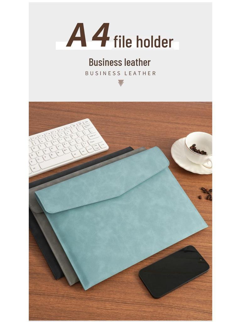 Waterproof Leather A4 Student File Envelope - Large Capacity, Durable Stationery Bag