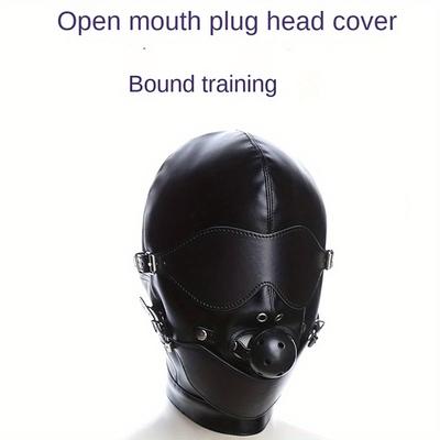 Забавная кожаная маска для лица MEMIO, 1 шт., секс-игрушки, силиконовый шарик, кляп для рта, вспомогательные принадлежности, переплет, головной убор, кожаная маска с открытой затычкой для глаз, черный Sm Bindi