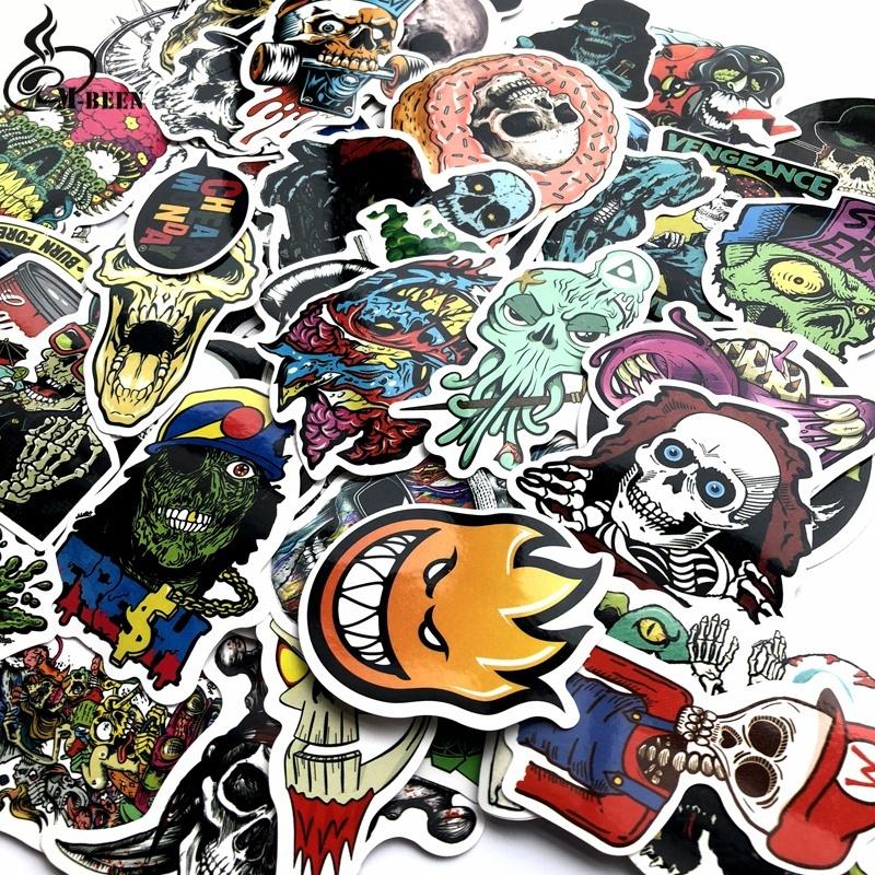 50 PCS Suitcases Mixed Horror Stickers Skateboard Bike Decals Horror Cool Waterproof Stickers