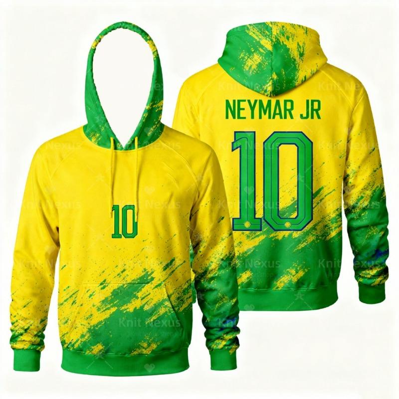 Свитшот Neymar of Brazil Football №. 10 Детских и взрослых худи в осеннем стиле с 3D-принтом Y2K