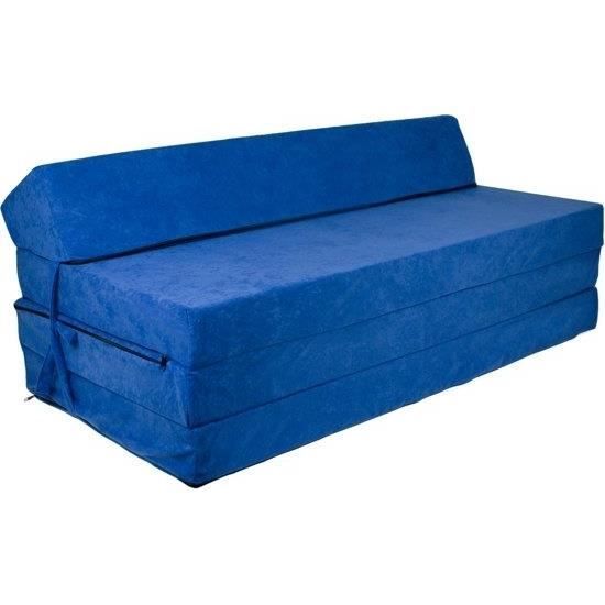Matelas pliable avec oreiller - Housse lavable - 200cm x 120cm x 10cm - Bleu foncé
