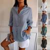 New Fashion Single-breasted Casual Plus Size Shirt Women Turn Down Collar Loose Women's Solid Blouses Tops Spring and Autumn Long Sleeve Shirts