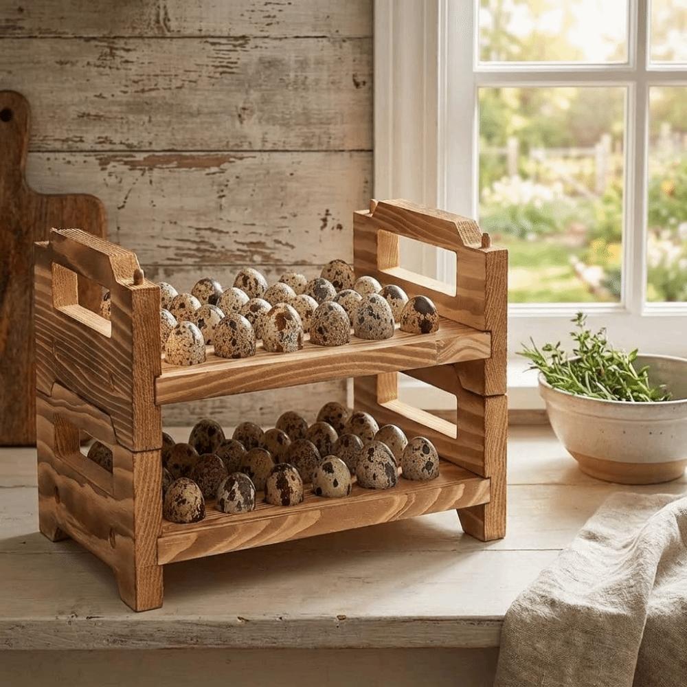 Space Saving Wood Egg Holder Large Capacity Egg Storage Rack Egg Display Crates  Home