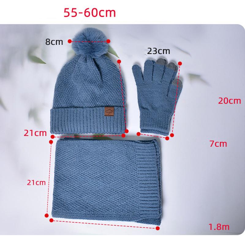 Зимняя вязаная шерстяная шапка, женская теплая шапка, шарф, перчатки, трехсекционная защитная шапка для ушей, шапка с рукавами, шапочки Skullies