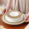 Легкая роскошная керамическая тарелка Golden Pearl, обеденные тарелки и миски в скандинавском стиле, блюда для спагетти, десертные салатники, столовая посуда