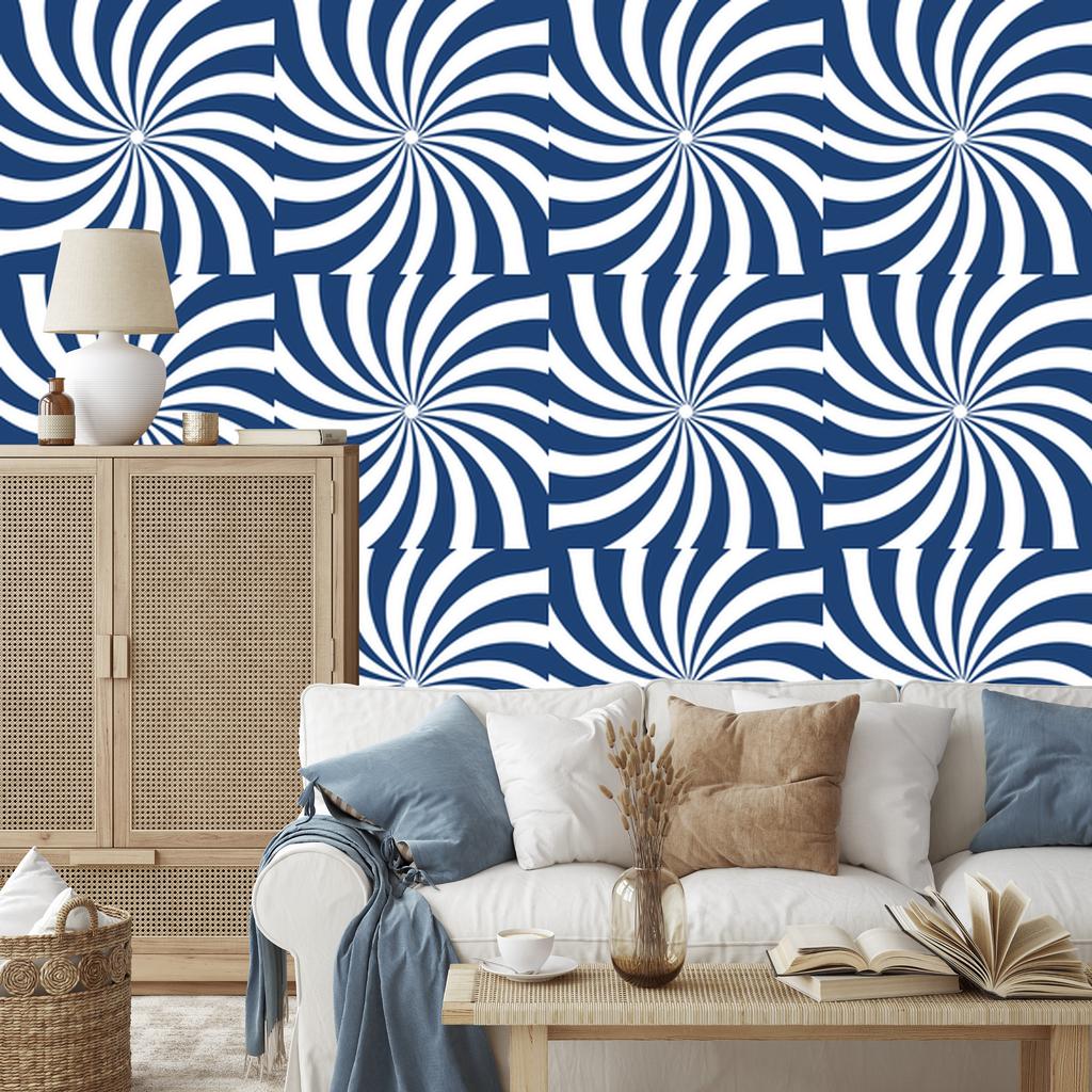 Hippie Background Wallpaper Blue and White for Living Room and Bedroom 50x1000