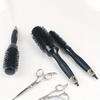 Black Cylinder Curly Hair Comb Ceramic Aluminum Alloy Tube Nylon Tooth Roller Comb Hair Salon Big Wave Hair Brush