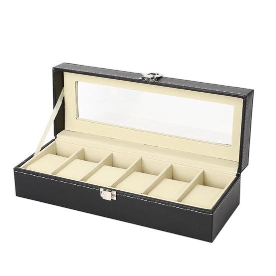 Коробка для хранения часов с прозрачным окном и замком, деревянный органайзер для браслетов, пылезащитный чехол для хранения ювелирных изделий из искусственной кожи