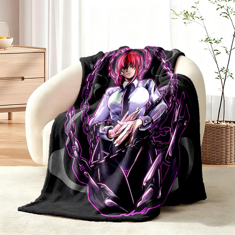 Chainsaw Man blanket Flannel Blanket Soft Cozy Plush Throw for Sofa Bed Lightweight Home Decor