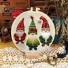 Christmas Embroidery Kit for Beginners And Adults Gnome Xmas Tree House Cross Stitch Kit with Embroidery Hoop Needles And Thread