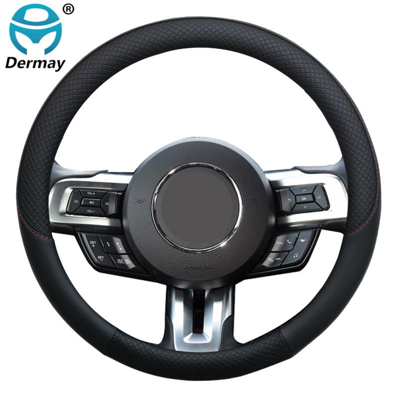 Для Ford Mustang Shelby GT 350 500 EcoBoost автомобильный чехол на руль кожаный противоскользящий 100% DERMAY брендовый авто