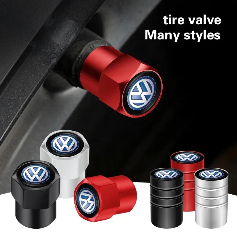 SVLHP1 4Pcs Aluminum Alloy Car Tire Valve Cap Auto Wheel Accessories For VW GTI Polo Passat B6 Golf Tiguan T-ROC Jetta Atlas Beetle CC