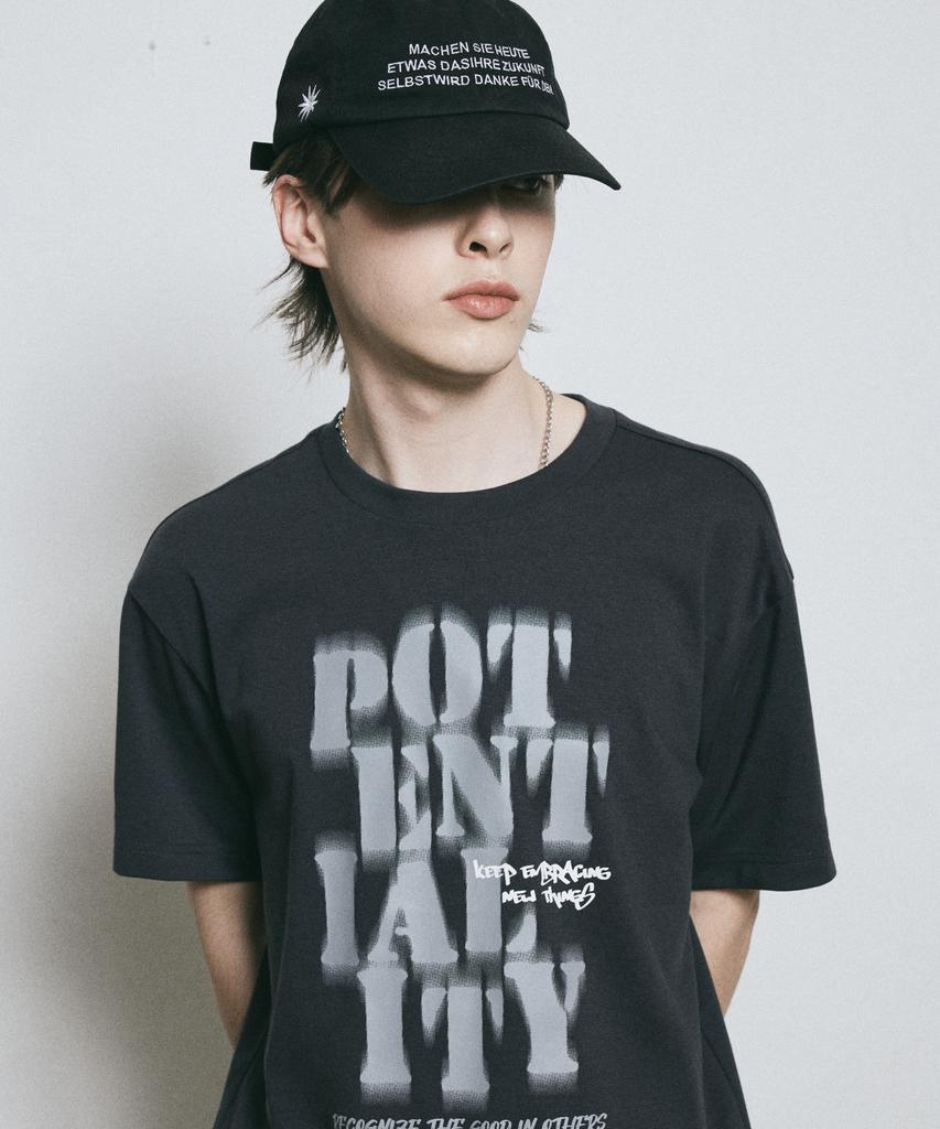 BUNKERBUSTER Grunge Lettering Print Short Sleeve T-Shirt Mq7Tu426_Charcoal