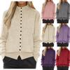 Women's Stand Collar Cardigans Loose Button Down Knitted Warm  Long Sleeve Cozy Casual Sweater Coat