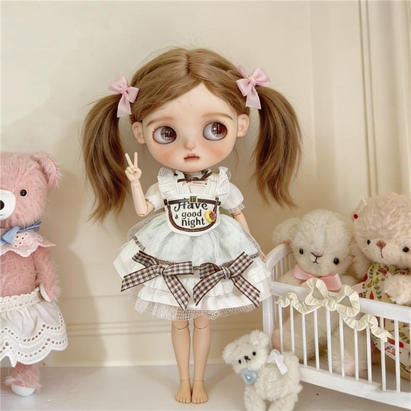 Для кук Blythe Наряд Одежда Принцесса Кружево Горничная Юбка Набор Милые Клетчатые Штаны Винтажное Платье Одежда OB24 OB22 1/6 Аксессуары
