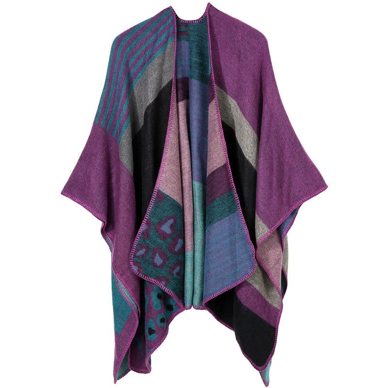 Плащ двухсторонний однотонный клетчатый большой платок теплый и утолщенный леопардовый принт внешний платок женский летний