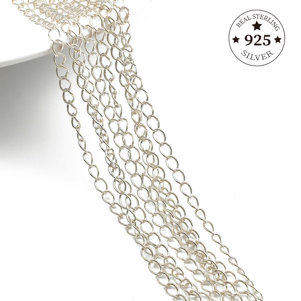 Цепочка из стерлингового серебра 925 пробы, 50 см, объемное ожерелье, цепочка для браслетов «сделай сам», аксессуары для изготовления ювелирных изделий, фурнитура ручной работы