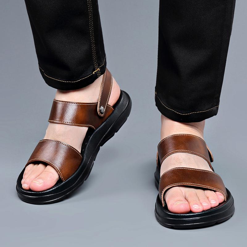 Модные летние мужские удобные сандалии с открытым носком и мягкой подошвой, модные уличные мужские дышащие рукава, нескользящие пляжные туфли на толстой подошве