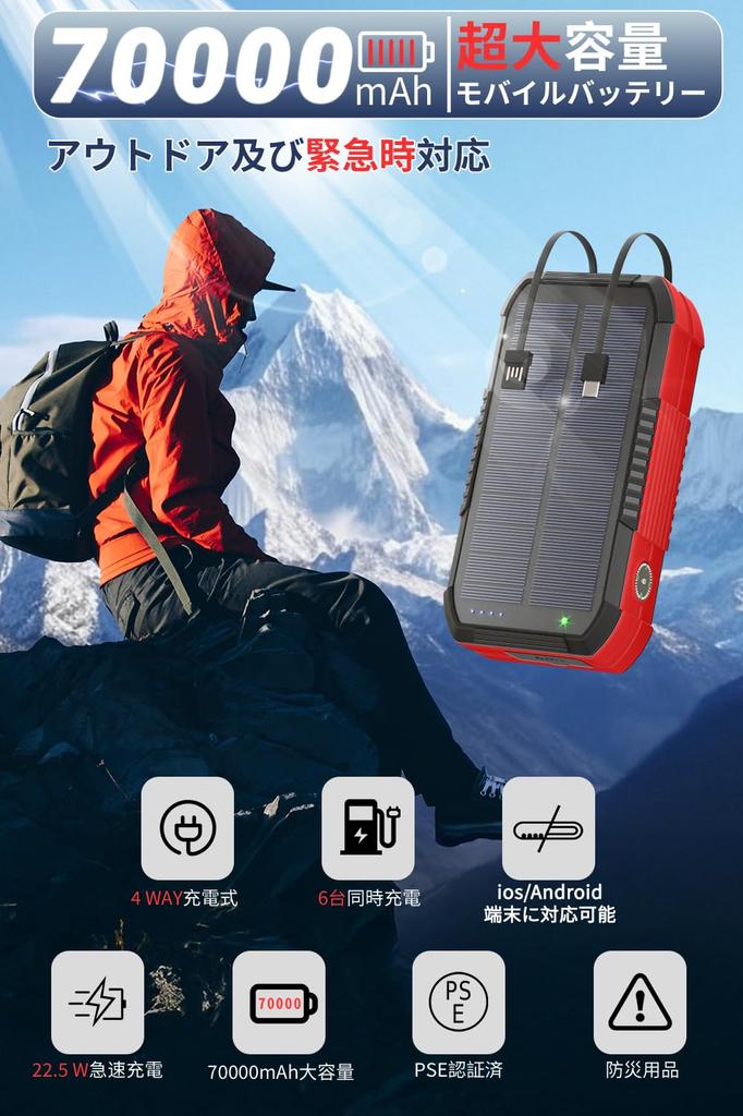 SAMONIC Solar Charger by a Disaster Prevention Expert Large Power Supports 6 Devices Portable Solar Charger with Lighting Conversion LED Flashing IPX7