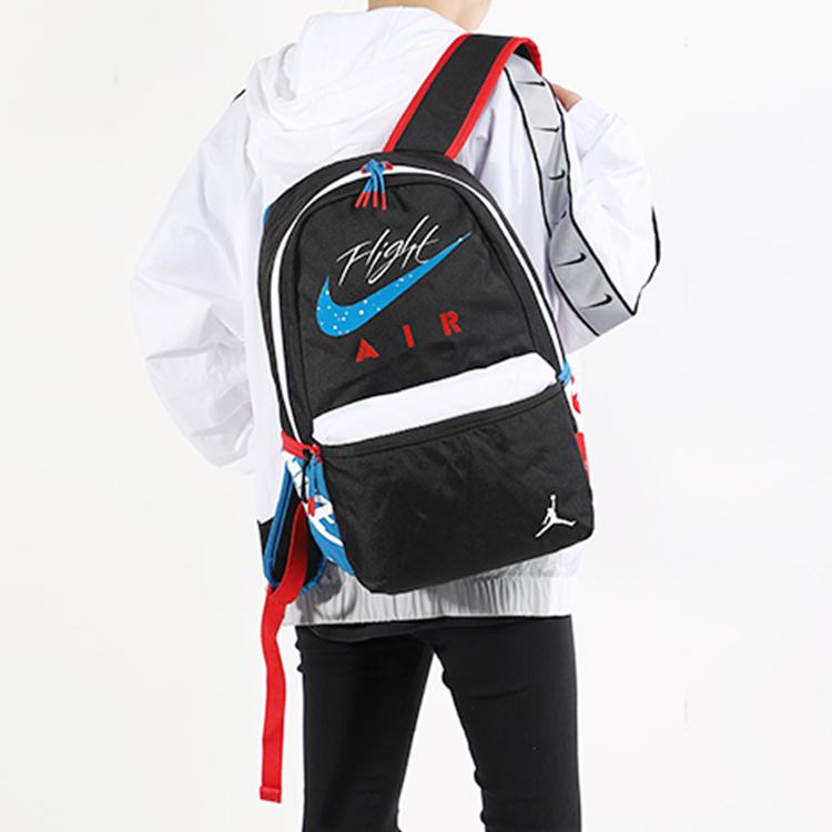 Jordan Aj4 Flight Red And Blue Color Block Polyester Basketball Backpack Unisex Backpack Black 9A0377-023