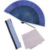 Fan Fan Set with 60 Aluminum Light Blue [Osaka Choseido] Fan, Men's, Fashionable, Business, Bag, Holder, Handkerchief, Rooms, Air,