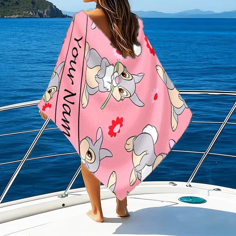 1pc Bambi1 Beach Towel with Custom Name, Beach/Swimming/Bath/Picnic/Camping Towel, Suitable for Seaside Beaches