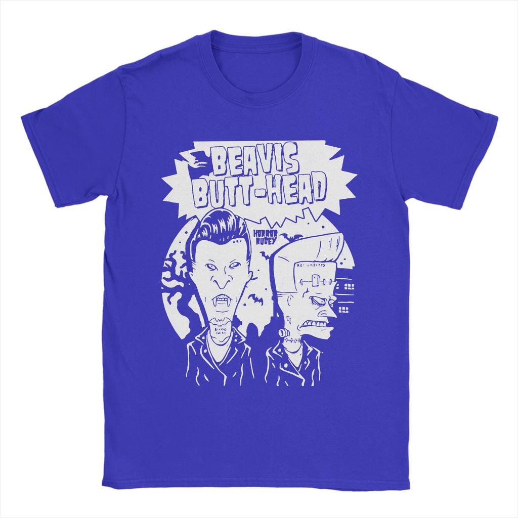 Hip Hop Beavis and Butthead horror black and white T Shirt Men Cotton Short Sleeve Round Neck Summer Clothing