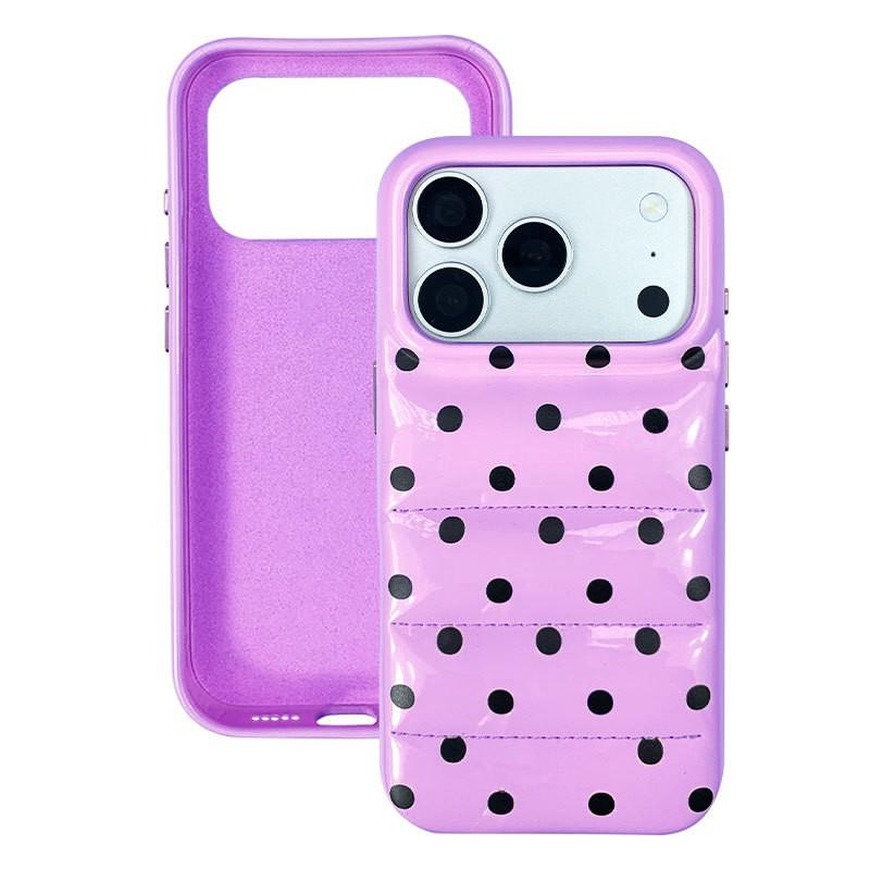 PU Leather Polka Dot Phone Case IPhone 15 16 17 Series Full Coverage Shockproof Grip Comfortable Ins Style