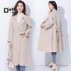 Fall Winter Women Overcoat Turn Down Collar Long Sleeve Open Stitch Pockets Loose Mid Length Solid Color Soft Warm Thick Lady Mid Calf Length Coat