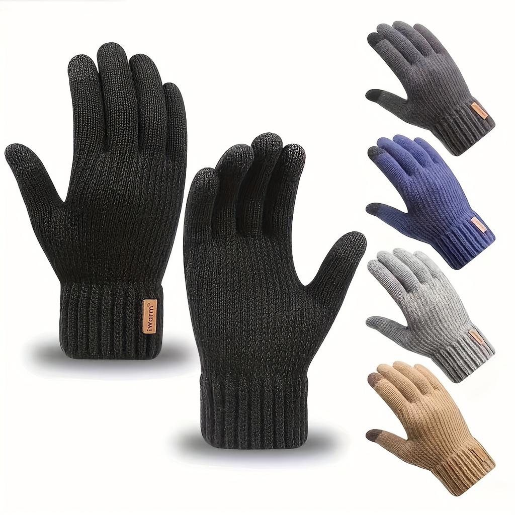 New Men's Warm Gloves Winter Touch Screen Plus Fleece Gloves Cold Warm Wool Knitted Gloves