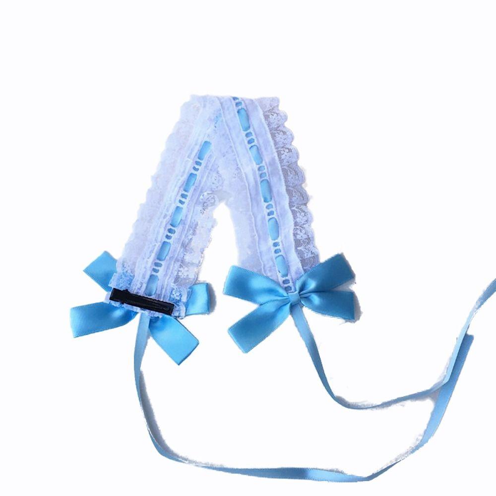 Многоцветная повязка на голову в стиле Лолиты с зажимами, милая кружевная повязка для волос, подарочный головной убор с бантом и лентой, женский головной убор