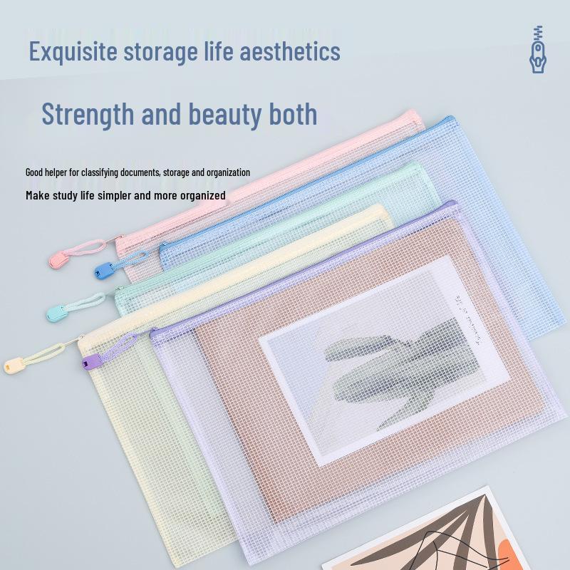 Водонепроницаемая прозрачная сетчатая папка-регистратор с логотипом формата А4 и застежкой-молнией