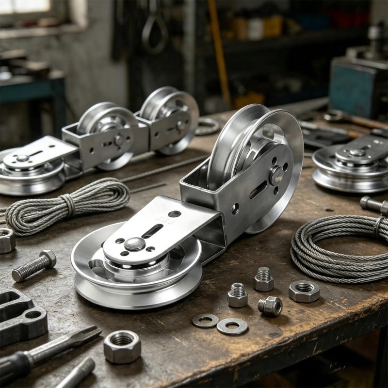 Направляющая двухроликовая тросовая pulley с алюминиевым корпусом и подшипниковым направляющим для тренировок на верхнюю тягу, жима трицепса и гребли