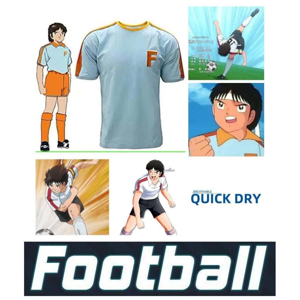 Капитан Цубаса Мацуяма Косплей Футбол Футболка Джерси Япония Мультфильм Анимация Принт Быстросохнущая Винтажная С коротким рукавом Униформа Спорт