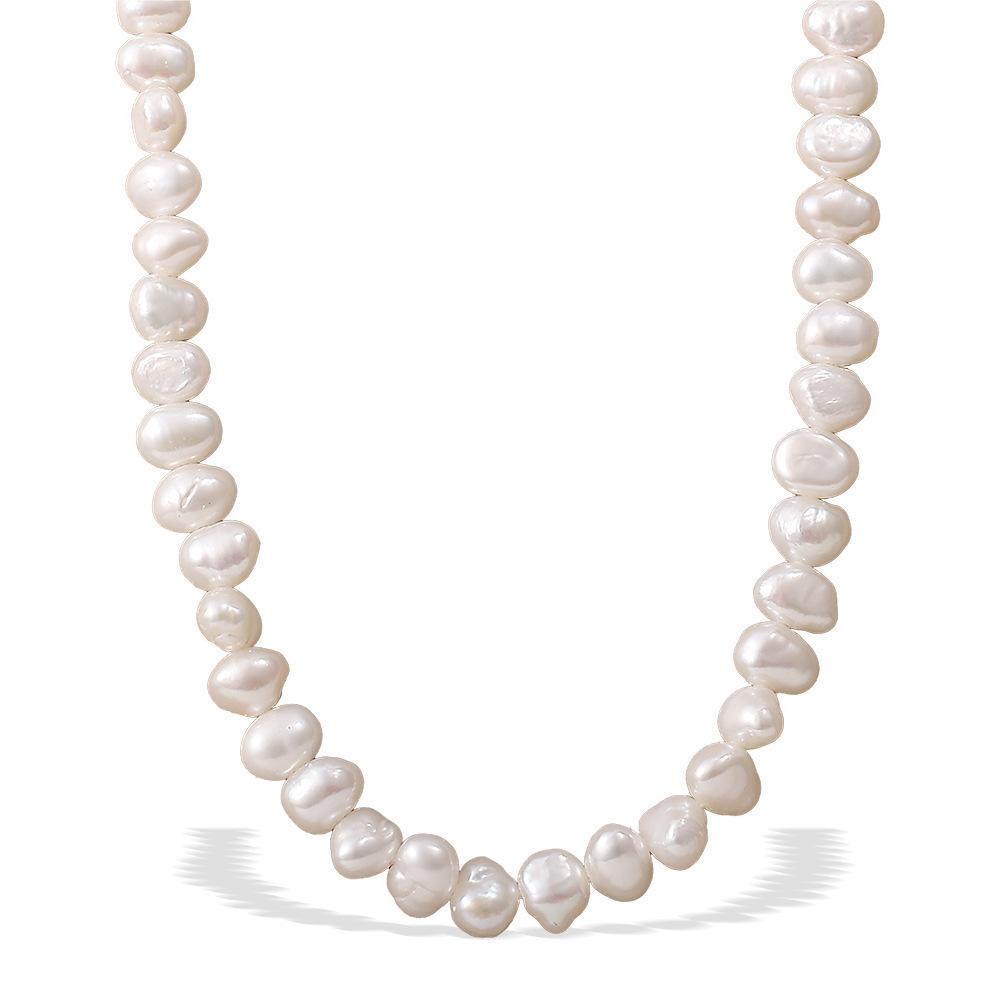 New asymmetrical natural freshwater pearl necklace, simple and stylish, with a high-end and elegant French design, perfect as a clavicle chain