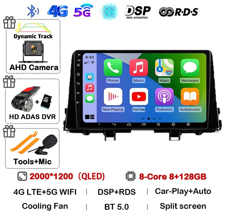 Android 14 Carplay WIFI+4G For KIA PICANTO Morning K 2016 2017 2018 2019 Car Stereo Radio Autoradio Multimedia Player Monitor BT