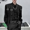 INCERUN Oversized Men Lapel Neck Long Sleeve Buttons Shirts Ribbon Patchwork Tops