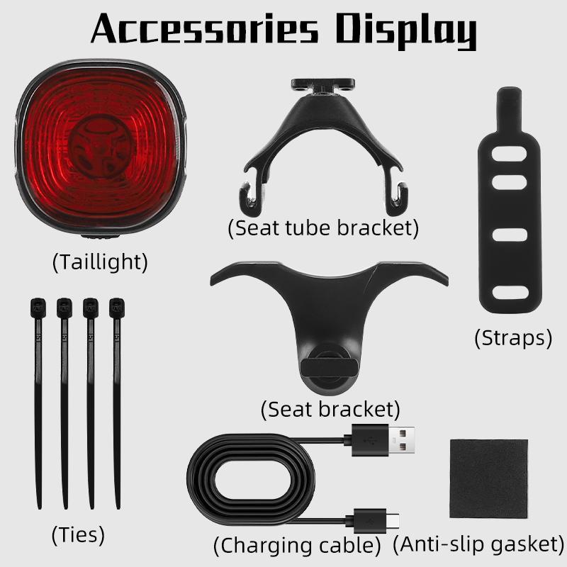 WEST BIKING Smart Brake Taillight IP66 Waterproof USB Charging Bike Rear Light 6 Modes Intelligent Brake Sensor Bike Accessories 7