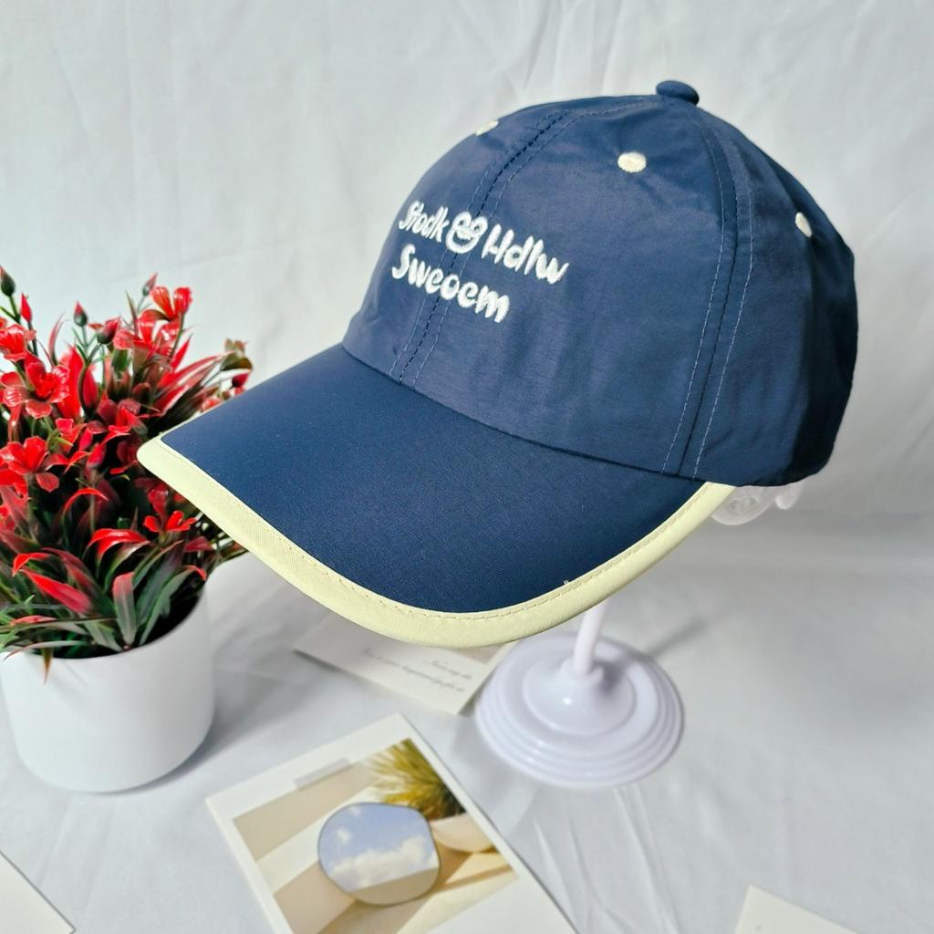 Summer thin quick-drying cap men's and women's color matching hemming letters outdoor sunscreen visor wide brim shows small face