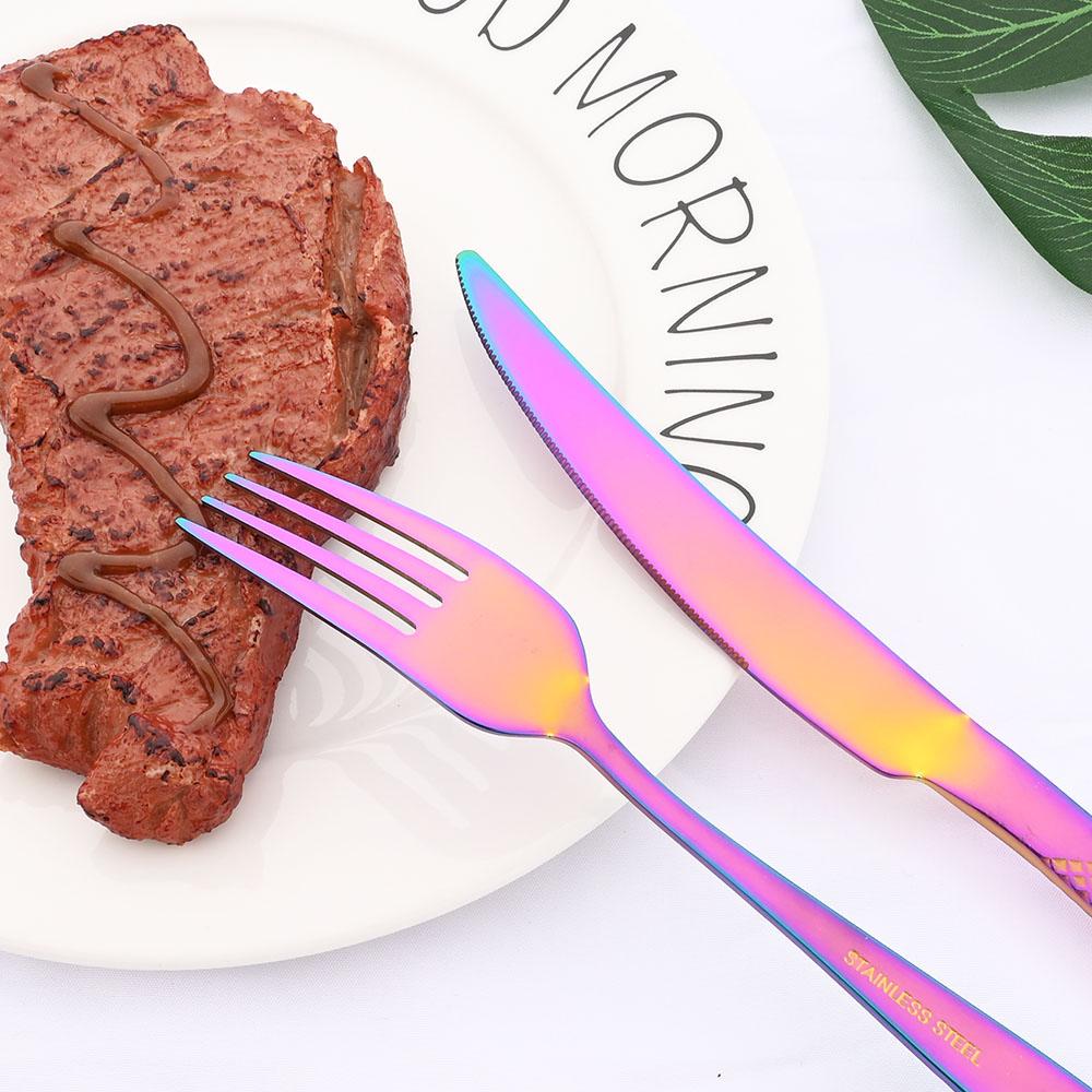 Jankng 6 шт. золотые ножи для стейка Wenstern, набор столовых приборов, набор столовой посуды из нержавеющей стали, острые обеденные ножи, посуда, столовые приборы