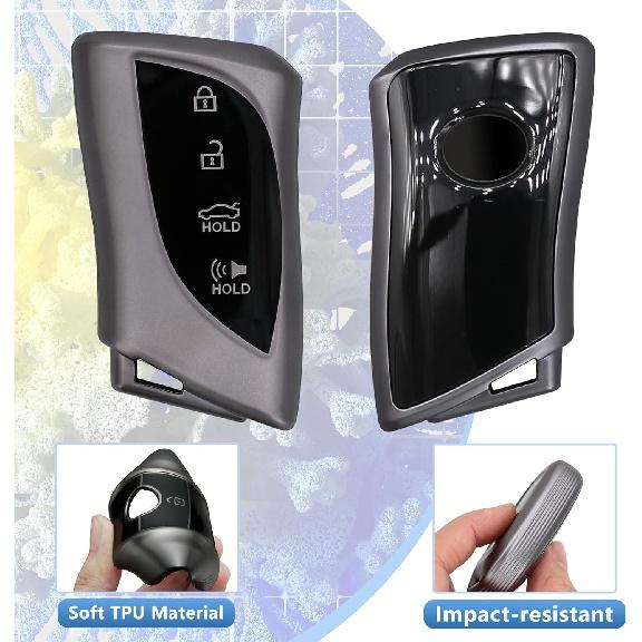 Чехол для брелока для Lexus, чехол для брелока, совместимый с Lexus UX200 UX250h LS500 LS500H LC500 LC500h ES300h F-Sport ES350 GX 460 Premium Soft TPU 2024 года выпуска.