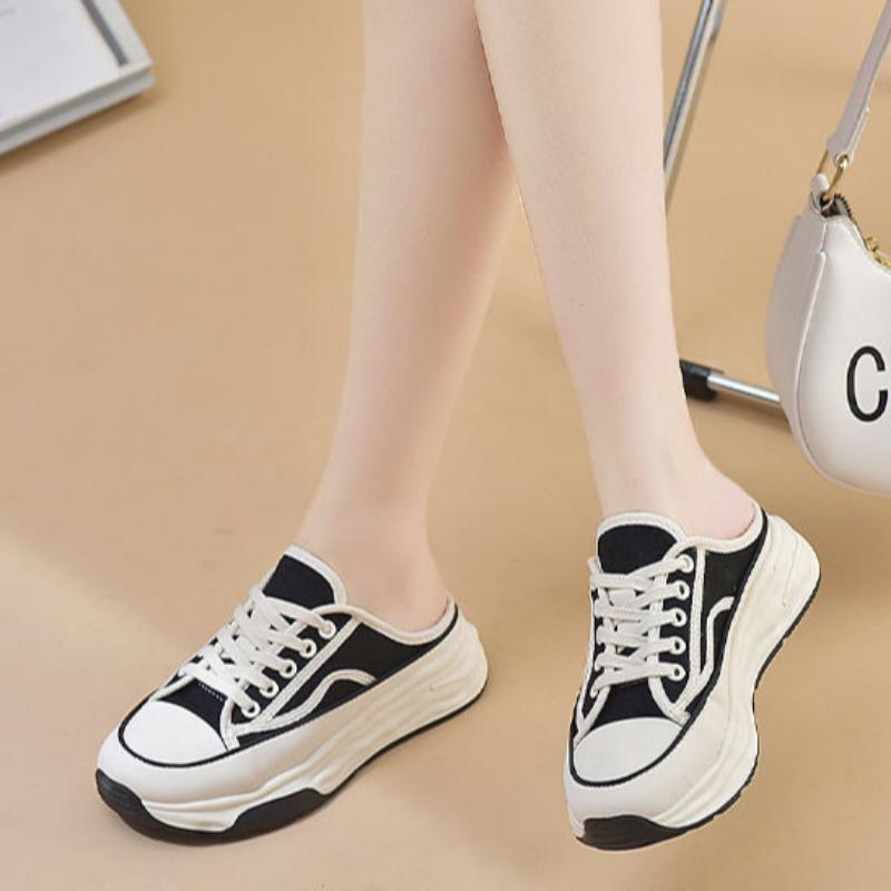 Модная женская повседневная обувь 2024 года, новые модные универсальные удобные тапочки, мягкая подошва, нескользящая парусиновая обувь, плоская подошва, прогулочная обувь