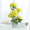 Artificial Plant Pot Rose Desktop Decor Faux Silk Flower Indoor Outdoor Imitation Flower Pot for Home
