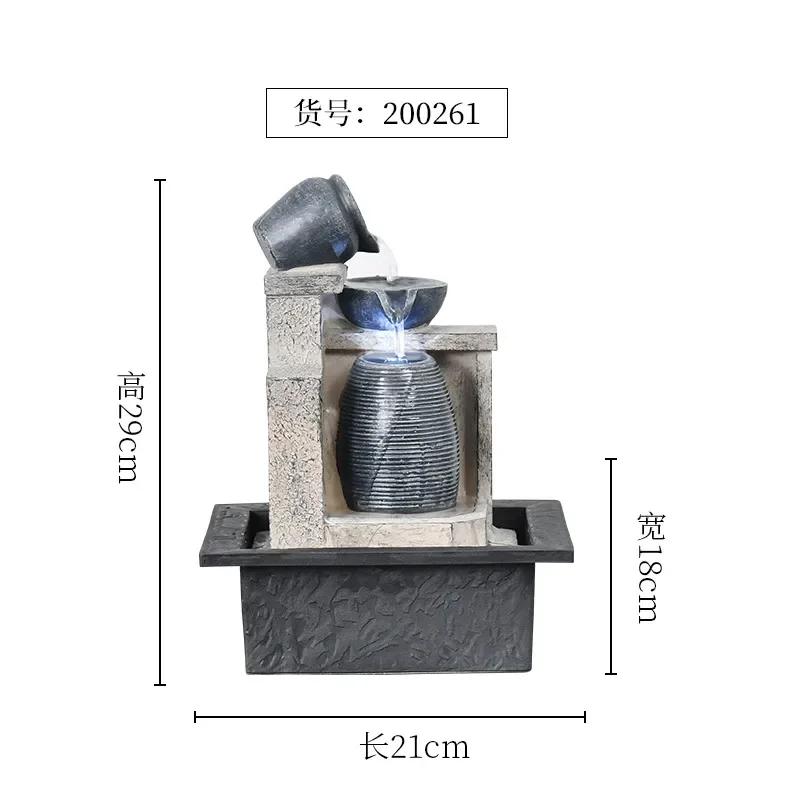 Настольный фонтан из сложенных камней со светодиодной подсветкой, фен-шуй дзен, внутренний водопад для домашнего офиса, размер рабочего стола
