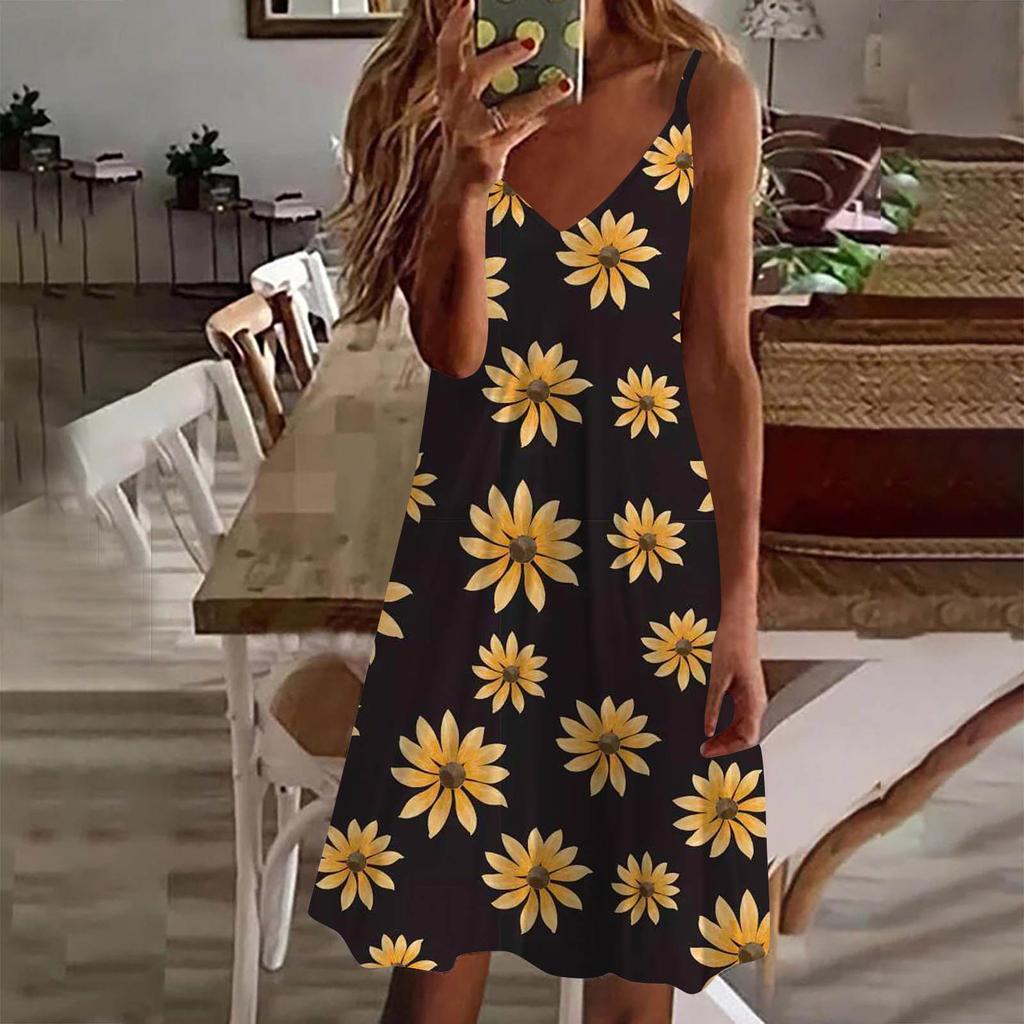 Женское платье, повседневная пляжная юбка с принтом, сарафан