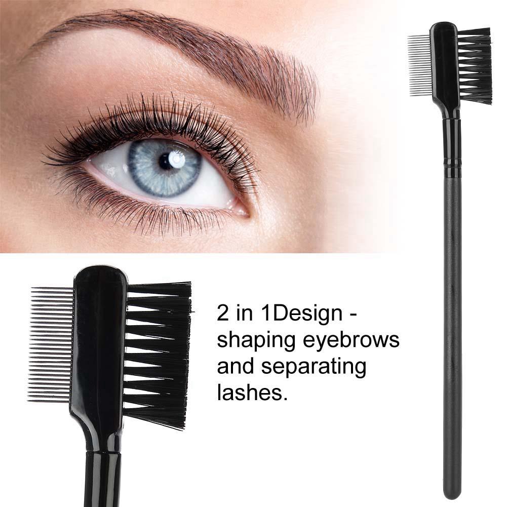 Двойная головка для бровей и ресниц, расческа из нержавеющей стали, игла для расчески из дерева с длинной ручкой