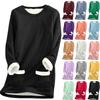 Women Christmas Thick Fleece Printing Sweatshirt Warm Underwear Top