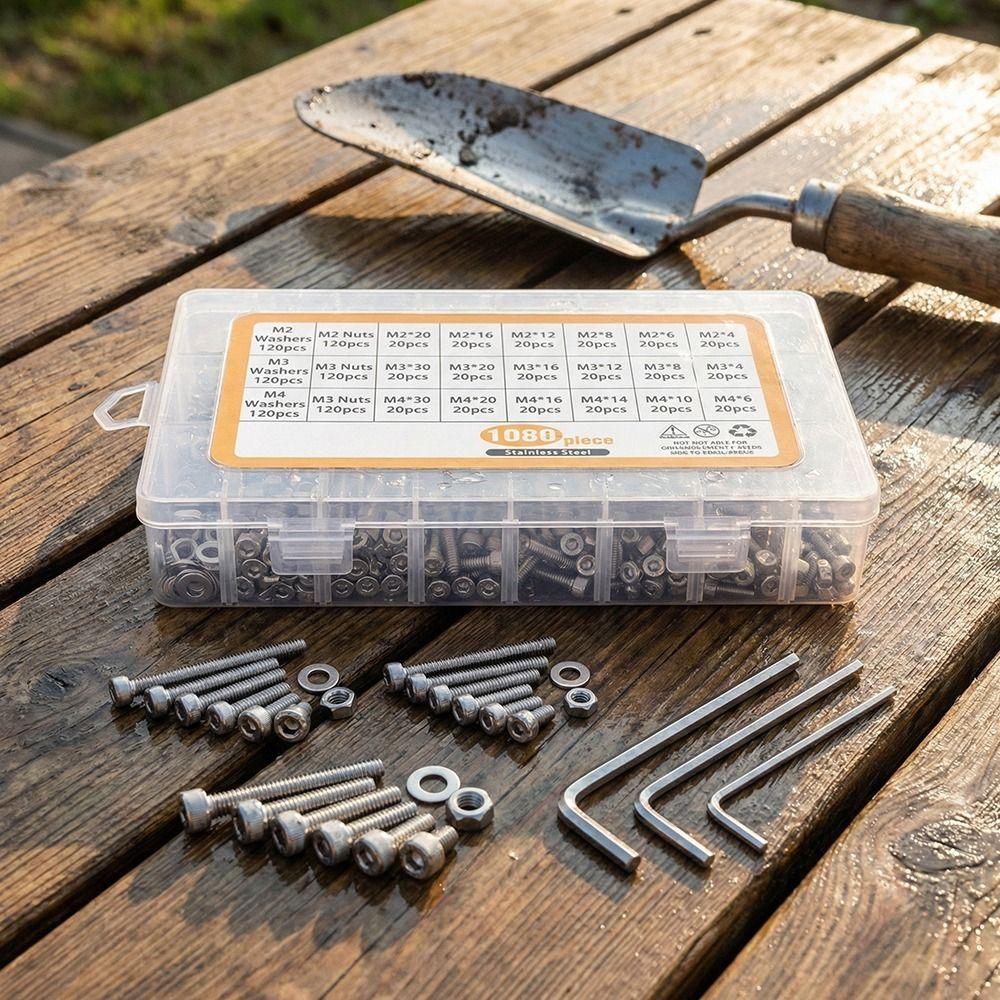 1080 Pcs M 2 M 3 M 4 Hex Button Machine Screws Hex Socket Head Cap Screws Kit Metal Working