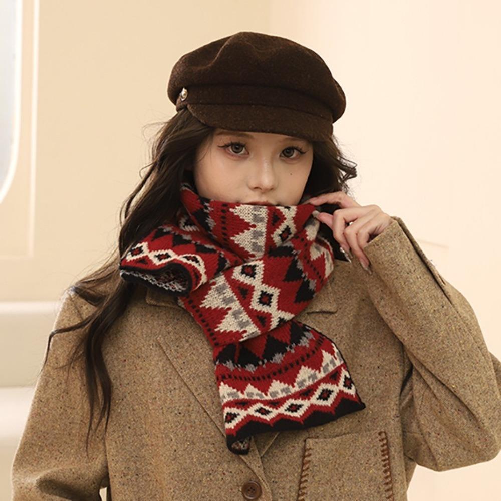 Korean Style Women Scarf Jacquard Woolen Neckerchiefs Fashion Winter Knitted Scarves Gifts